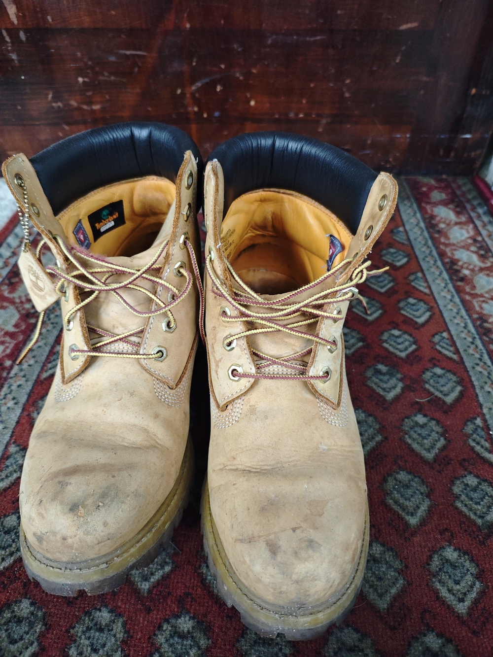 Timberland Wheat/Tan Work Boots with Black Collar